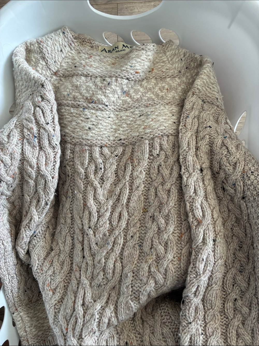 Aran Crafts Cream Speckled Cable-Knit Sweater
